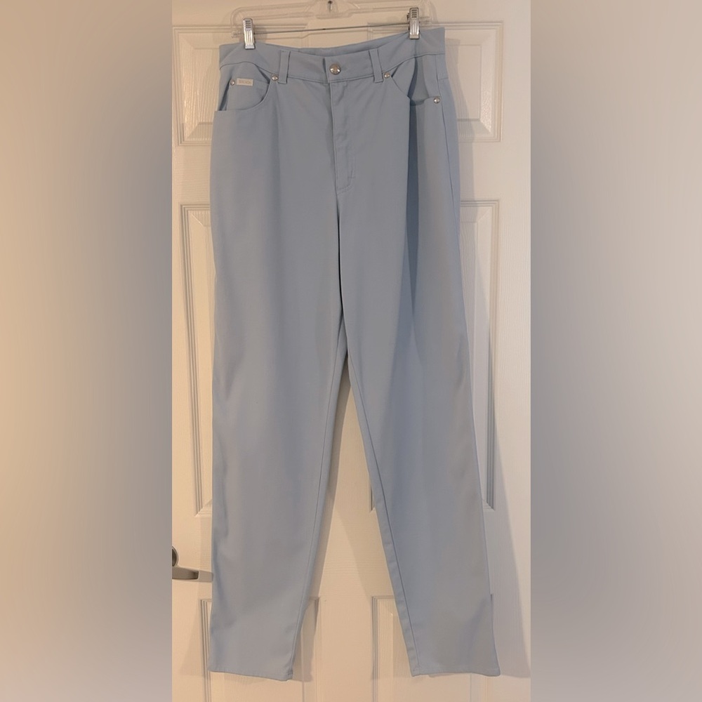 Escada Light Blue Cotton Pants Trousers 44 EU